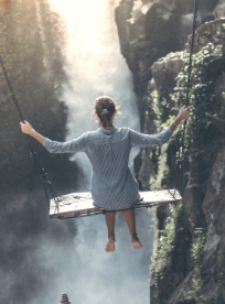 swing overlooking mountains